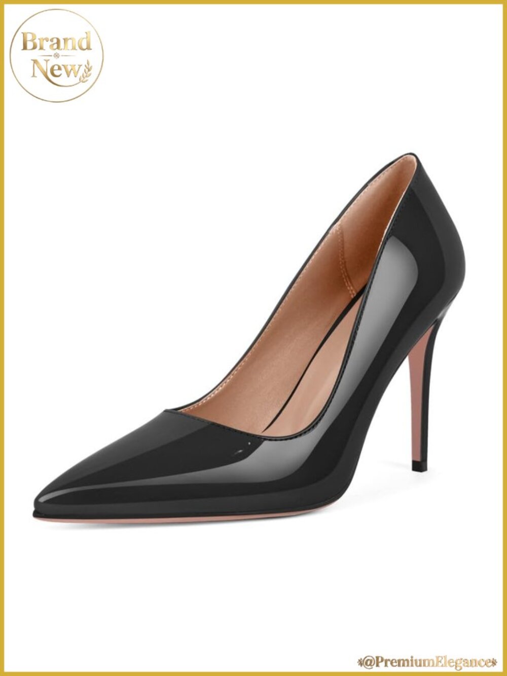 Women's Stiletto High Heel Pumps 4IN Pointed Toe Patent Finish Slip-On Dress